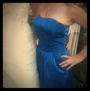 David's Bridal Blue Dress with pockets.  Size 6